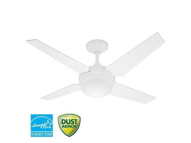 Hunter 59073 52 In Sonic White Ceiling Fan With Light With Handheld Remote