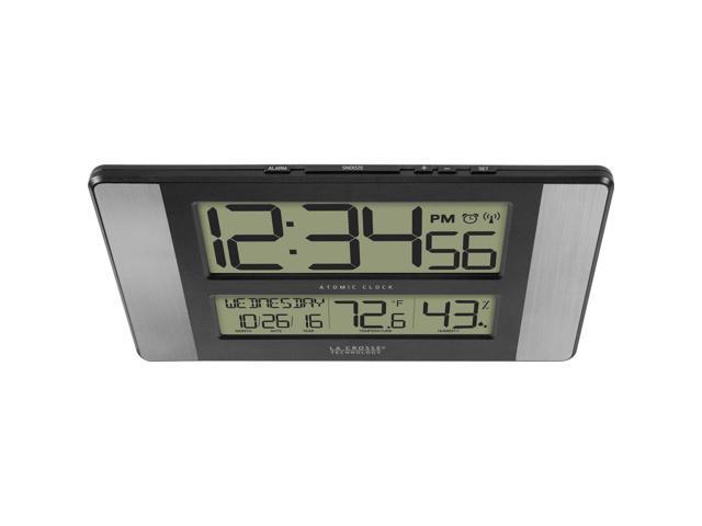 La Crosse Technology 513 1417h Al Atomic Digital Wall Clock With Indoor Temp Humidity Newegg Com