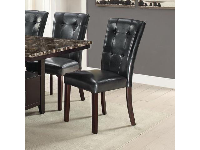 Benzara Bm171560 Leather Upholstered Dining Chair With Button
