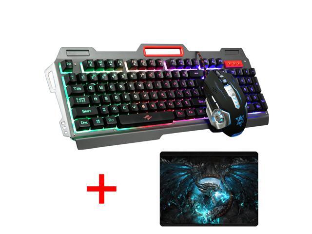 104 Keys LED Backlit Usb Ergonomic Mechanical Gaming Keyboard Mouse Mousepad Set