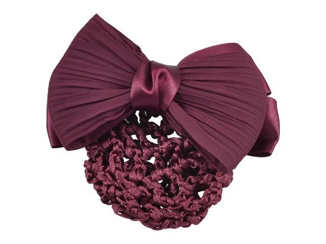Unique Bargains Ladies Ruched Bow Barrette Hair Clip Bun Cover