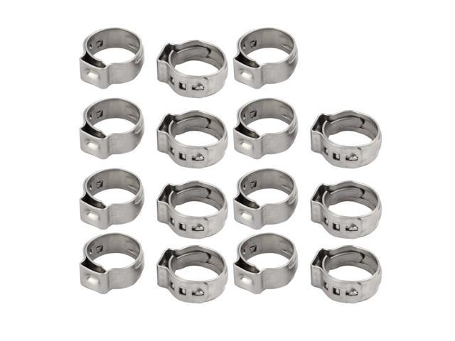 6.3mm-7.5mm 304 Stainless Steel Adjustable Tube Hose Clamps Silver Tone 15pcs