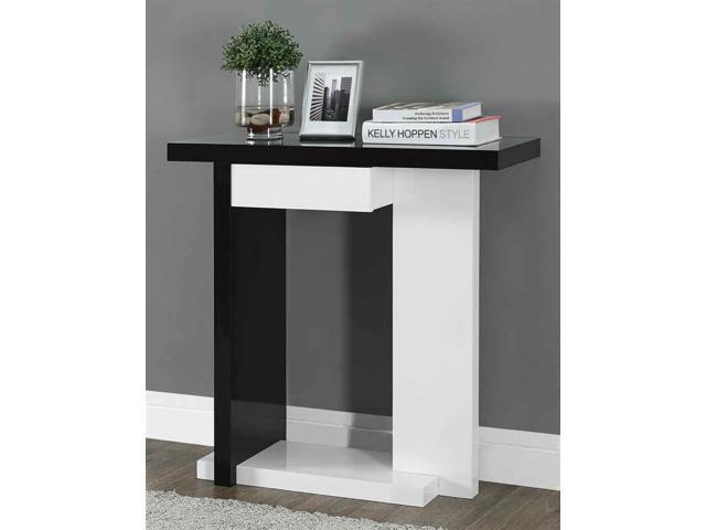 Monarch Specialties Glossy White And Black Hall Console Accent Table Monarch Specialties Glossy White And Black Hall Console Accent Table I 2457