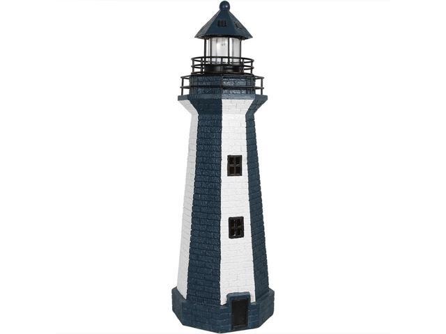 Sunnydaze Solar Led Garden Lighthouse Outdoor Yard Decoration Sunnydaze Solar Led Garden Lighthouse Outdoor Yard Decoration 36 Inch Tall Blue Stripe