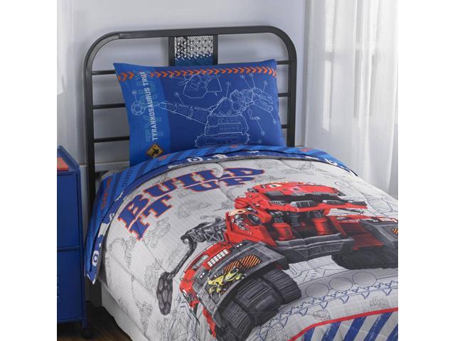 5pc Dinotrux Twin Bedding Set Build It Up Comforter Sheets