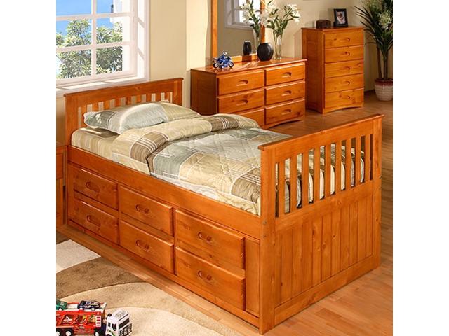 Discovery World Furniture Honey Twin Rake Bed With 6 Drawers On