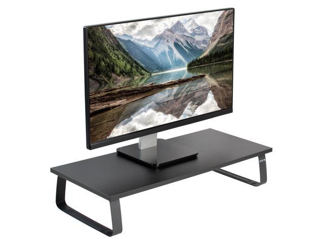 Vivo Black Wood 24 Wide Desktop Stand Ergonomic Tv Monitor Riser