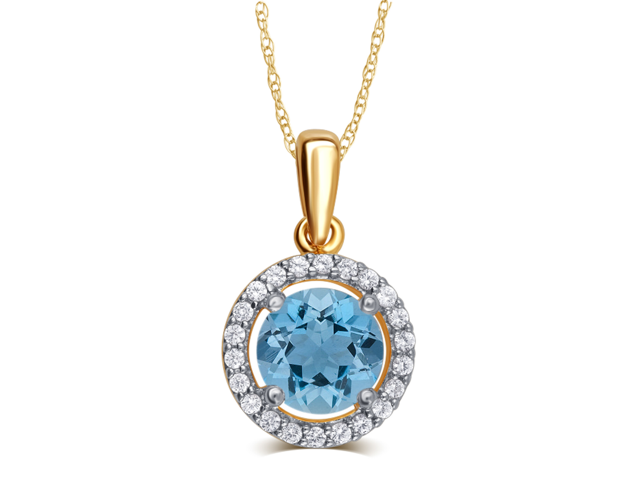 Elegant 0 38 Cttw Created Aquamarine White Sapphire Pendant Elegant 0 38 Cttw Created Aquamarine White Sapphire Pendant Necklace In 14k Yellow Gold Plated