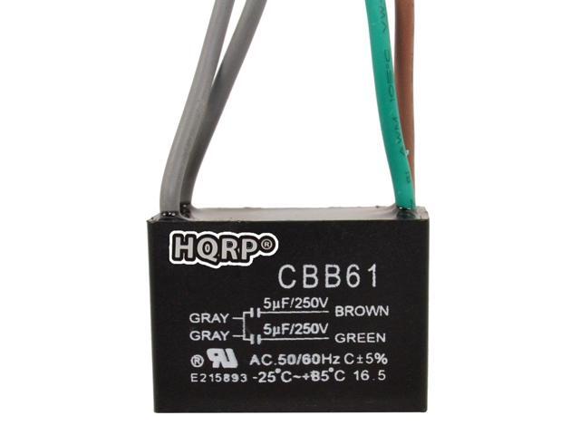 Hqrp Ceiling Fan Capacitor Cbb61 5uf 4 Wire Plus Coaster Hqrp Ceiling Fan Capacitor Cbb61 5uf 4 Wire Plus Coaster