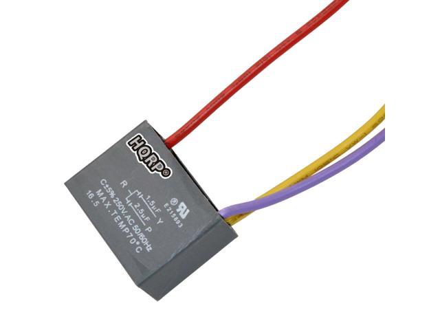 Hqrp Capacitor For Hampton Bay Ceiling Fan Cbb61 1 5uf 2 5uf 3 Wire Plus Hqrp Coaster