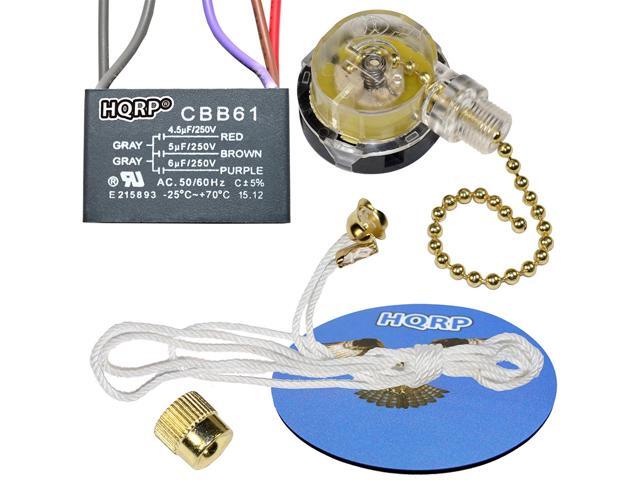 Hqrp Kit Ceiling Fan Capacitor Cbb61 4 5uf 5uf 6uf 5