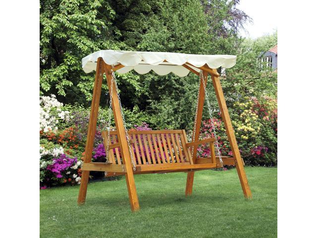 Outsunny Heavy Duty 2 Seater Wooden Swing Chair Outdoor Outsunny Heavy Duty 2 Seater Wooden Swing Chair Outdoor Hammock With Canopy Patio Garden Furniture
