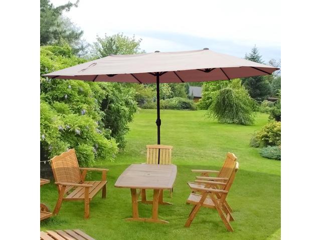 15ft Outdoor Twin Patio Umbrella Double Sided Market Parasol Sun 15ft Outdoor Twin Patio Umbrella Double Sided Market Parasol Sun Shelter W