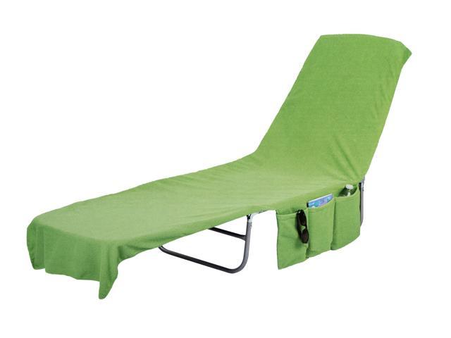 2 in 1 Terry Cloth Beach Pool Lounge Chair Cover Tote With