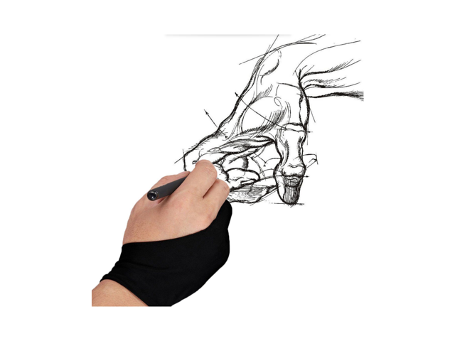 1 Piece Drawing Tablet Mitten Two Finger Drawing Glove Anti-fouling Glove