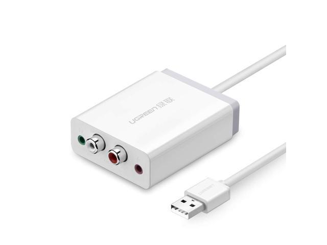 Ugreen USB 2.0 External 3D Stereo Audio Sound Card Mic Adapter For Laptop PC