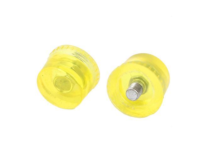 Replaceable 10mm Thread Head Plastic Hammer Tip 40mm Dia Clear Yellow 2pcs
