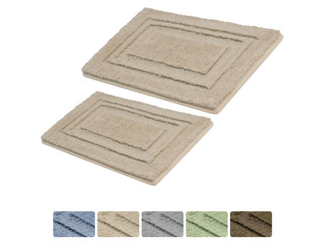 2 Piece Non Slip Bath Rug Set Mat Bathroom Rugs Khaki