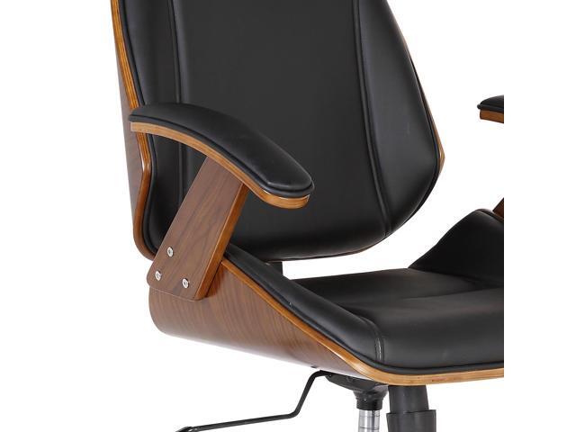 Armen Living Lcceofchbl Century Office Chair With Multifunctional Armen Living Lcceofchbl Century Office Chair With Multifunctional Mechanism In Chrome Black Faux Leather Walnut