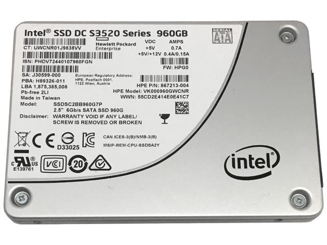Refurbished HP Intel SSD DC S3520 Series 960GB 2.5-inch 7mm SATA III MLC (6.0Gb/s) SSD SSDSC2BB960G7P (867213-004, VK000960GWCNR)