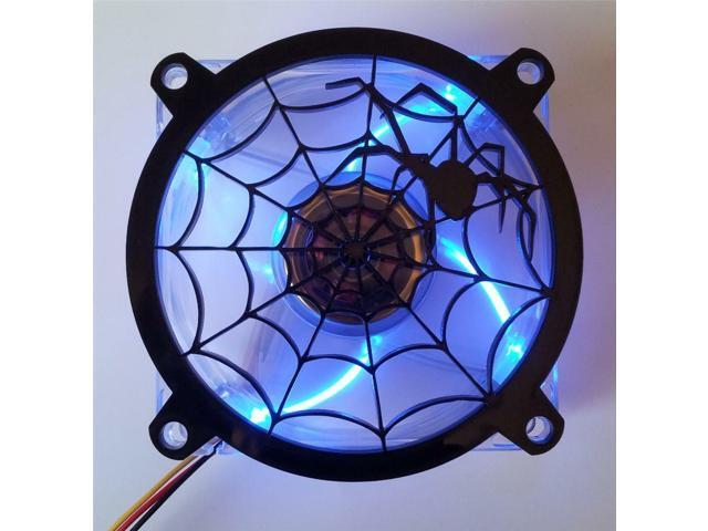 Custom 80mm BLACK WIDOW WEB Computer Fan Grill Gloss Black Acrylic Cooling Cover