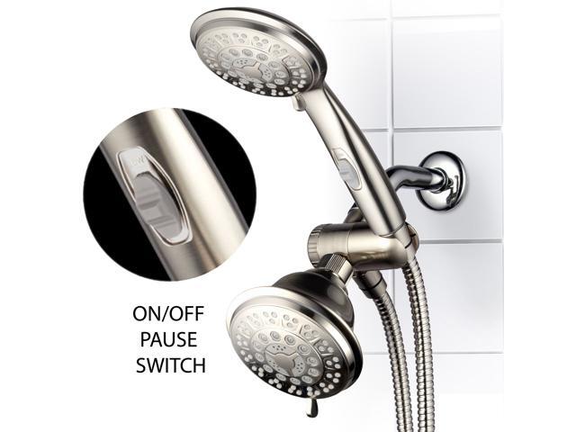 Hotelspa 42 Setting Ultra Luxury 3 Way Shower Head Handheld Combo With Patented On Off Pause Switch Brushed Nickel Newegg Com