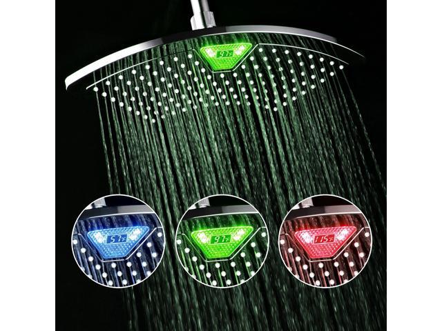 Dreamspa Aquafan 12 Inch All Chrome Rainfall Led Shower Head With Color Changing Lcd Temperature Display Newegg Com
