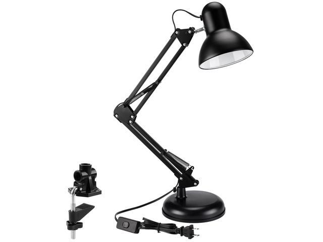 Torchstar Metal Swing Arm Desk Lamp Interchangeable Base Or Clamp Classic Architect Clip On Table Multi Joint Adjustable Black Finish