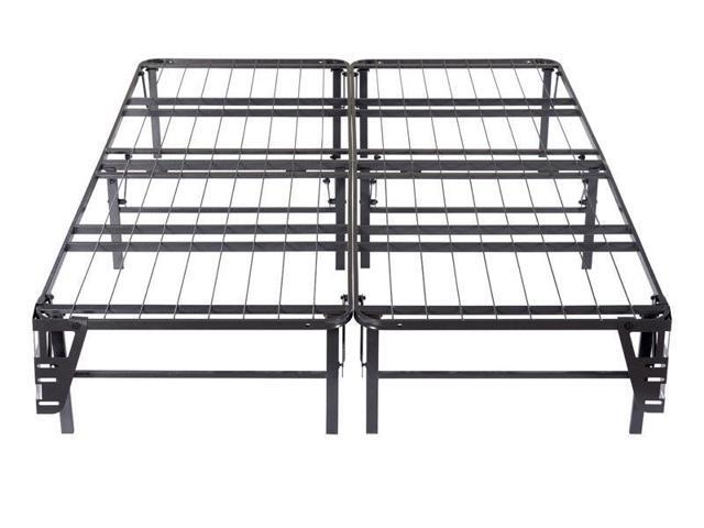King Size Black Metal Bi Fold Folding Platform Bed Frame Base King Size Black Metal Bi Fold Folding Platform Bed Frame Base Mattress Foundation