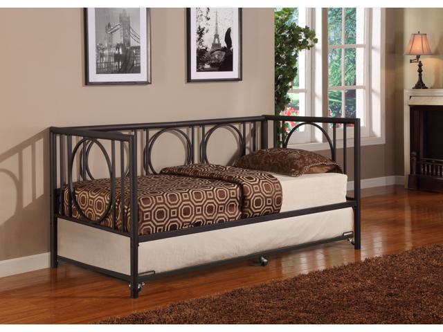 Twin Size Black Metal Day Bed Frame With Pop Up High