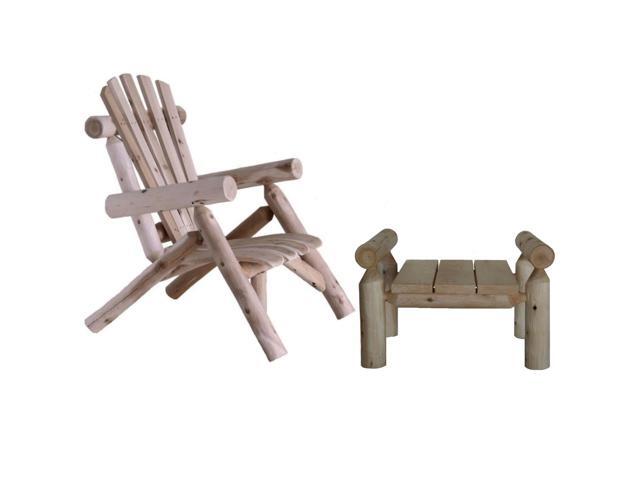 Lakeland Mills Cedar Log Patio Lounge Chair Set Of 2 With Ottoman Newegg Com