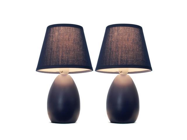 Simple Designs Mini Egg Oval Ceramic Table Lamp 2 Pack Set Mini Egg Oval Ceramic Table Lamp