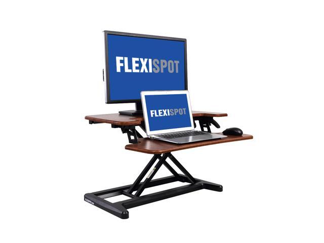 Flexispot M7n Stand Up Desk Converter 28 Standing Riser With Deep Keyboard Tray For Laptop Mahogany Newegg Com