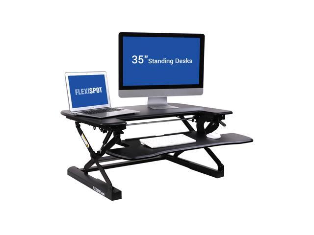 Flexispot M8mb Standing Desk 35 Height Adjustable Tabletop Workstation Sit To Stand Gas Spring Riser Converter With Spacious And Quick Release
