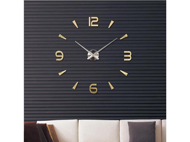 Bedroom Home Decoration Watch Frameless 3d Mirror Large Diy Wall Sticker Mute Clock Size 100 100cm Gold Newegg Com