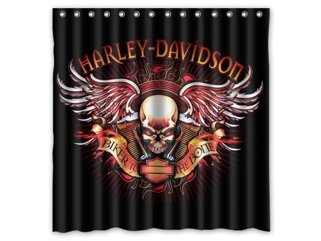 Harley Davidson Logo Design Polyester Fabric Bath Shower Curtain 180x180 Cm Waterproof And Mildewproof Curtains Newegg Com