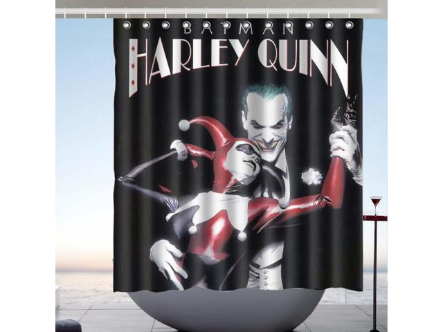 Harley Quinn Batman Joker Collage Fans Bath Shower Curtain