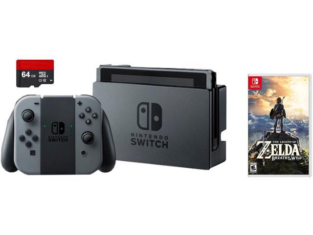 Nintendo Switch 3 items Game Bundle:Nintendo Switch 32GB Console Gray Joy-con, 64GB Micro SD Memory Card and The Legend of...