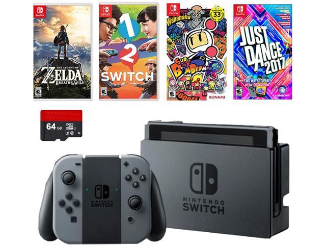 Nintendo Switch 6 items Deluxe Game Bundle:Nintendo Switch 32GB Console Gray Joy-con, 64GB Micro SD Memory Card The Legend of...