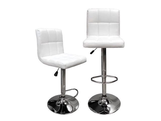 Angel Canada Hexagrid Swivel Pu Leather Height Adjustable Hydraulic Bar Stool Pub Chair Kitchen Island Counter With Backrest Footrest Set Of 2