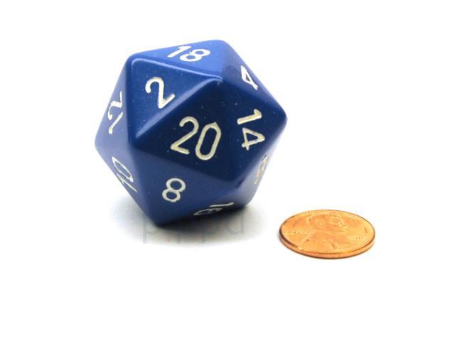 Koplow Games 55mm Jumbo D20 Opaque Black with White Numbers 14796