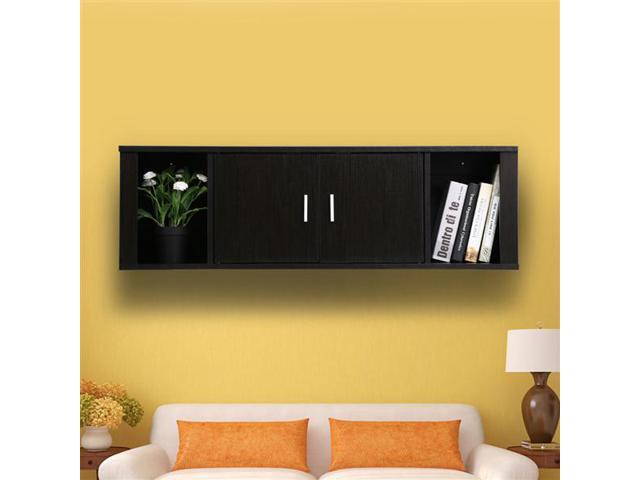 Yaheetech 2 Cube Wall Mounted Media Storage Cabinet Door Yaheetech 2 Cube Wall Mounted Media Storage Cabinet Door Floating Console Hutch Black