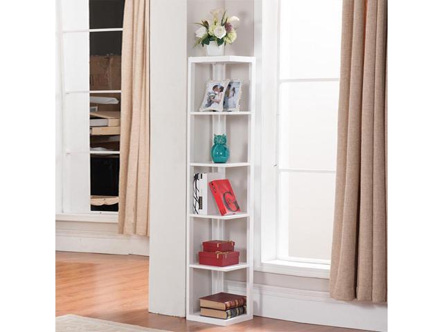 Yaheetech 5 Tier White Wood Wall Corner Bookshelf Display Bookcase Yaheetech 5 Tier White Wood Wall Corner Bookshelf Display Bookcase Home Office Living Room Furniture