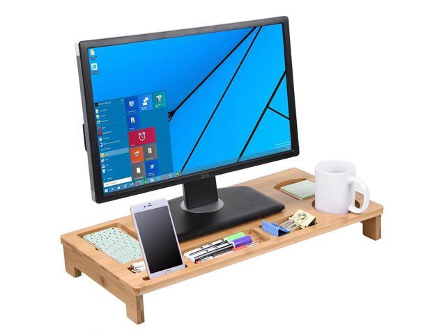 Bamboo Monitor Stand Riser W Desktop Storage Organizer Tv Laptop Bamboo Monitor Stand Riser W Desktop Storage Organizer Tv Laptop Home Office