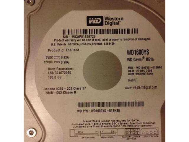 Western Digital 160GB SATA//150 7200RPM 16MB Hard Drive