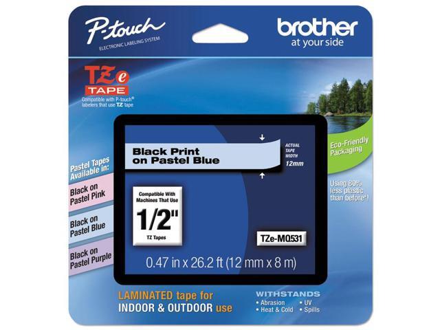 Brother TZEMQ531 Tz Standard Adhesive Laminated Labeling Tape, 1/2 Inch W, Pastel Blue