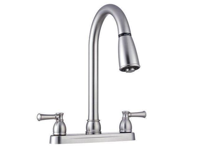 Dura Faucet Df Pk350l Sn Non Metallic Dual Lever Pull Down Rv Kitchen Replacement For Motorhomes 5th Wheel Trailer Camper Brushed