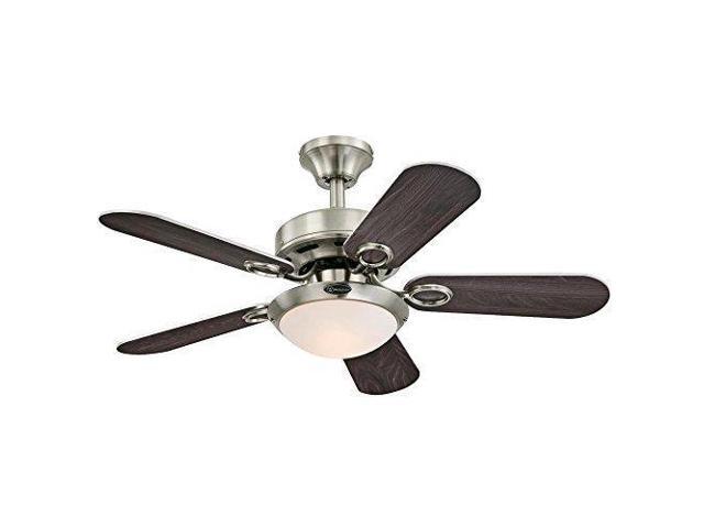 Westinghouse Lighting 7203200 Cassidy Two Light Reversible Five Blade Indoor Ceiling Fan 36 Brushed Nickel