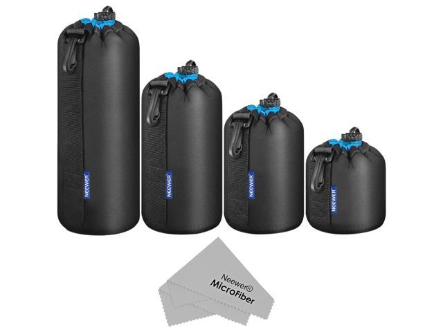 Sony Nikon Pentax Lens Pouch Set 4 Pack Replacement Compatible for Canon Olympus Camera Lens Case Bag Thick Protective Neoprene Pouch Soft Plush for DSLR Lens