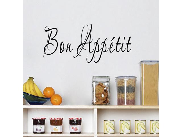 Letter Wall Sticker Removable Bon Appetit Words Pattern Pvc Kitchen Dining Room 25 X 60cm Newegg Com
